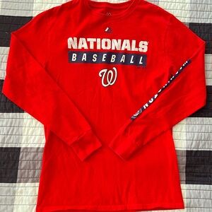 Majestic Washington Nationals Baseball Red Long Sleeve Shirt Men’s size S